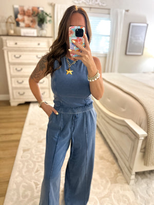 Let's Just Stay Home Lounge Top - Navy