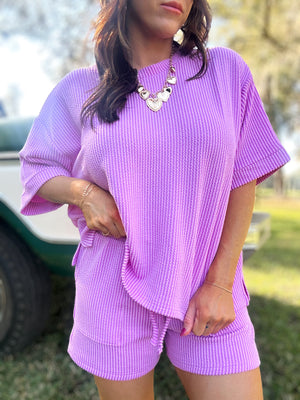 DOORBUSTER - Ali Ribbed Shorts - Spring Violet