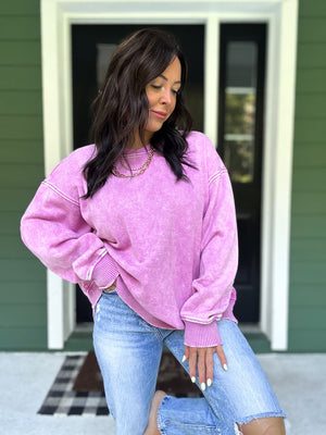 Lennon Acid Wash Oversized Fleece Pullover