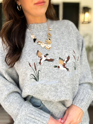 Lucky Duck Embroidered Sweater