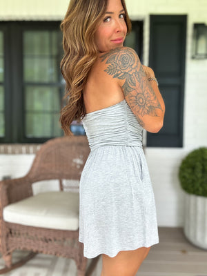 No Worries Strapless Romper - Light Gray