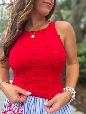 Dana Floral Edge Top - Red