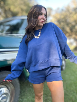 DOORBUSTER - Gabi Round Neck Pullover Light Navy