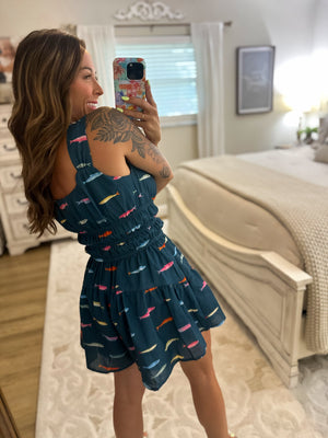 Tate Fish Print Sleeveless Romper