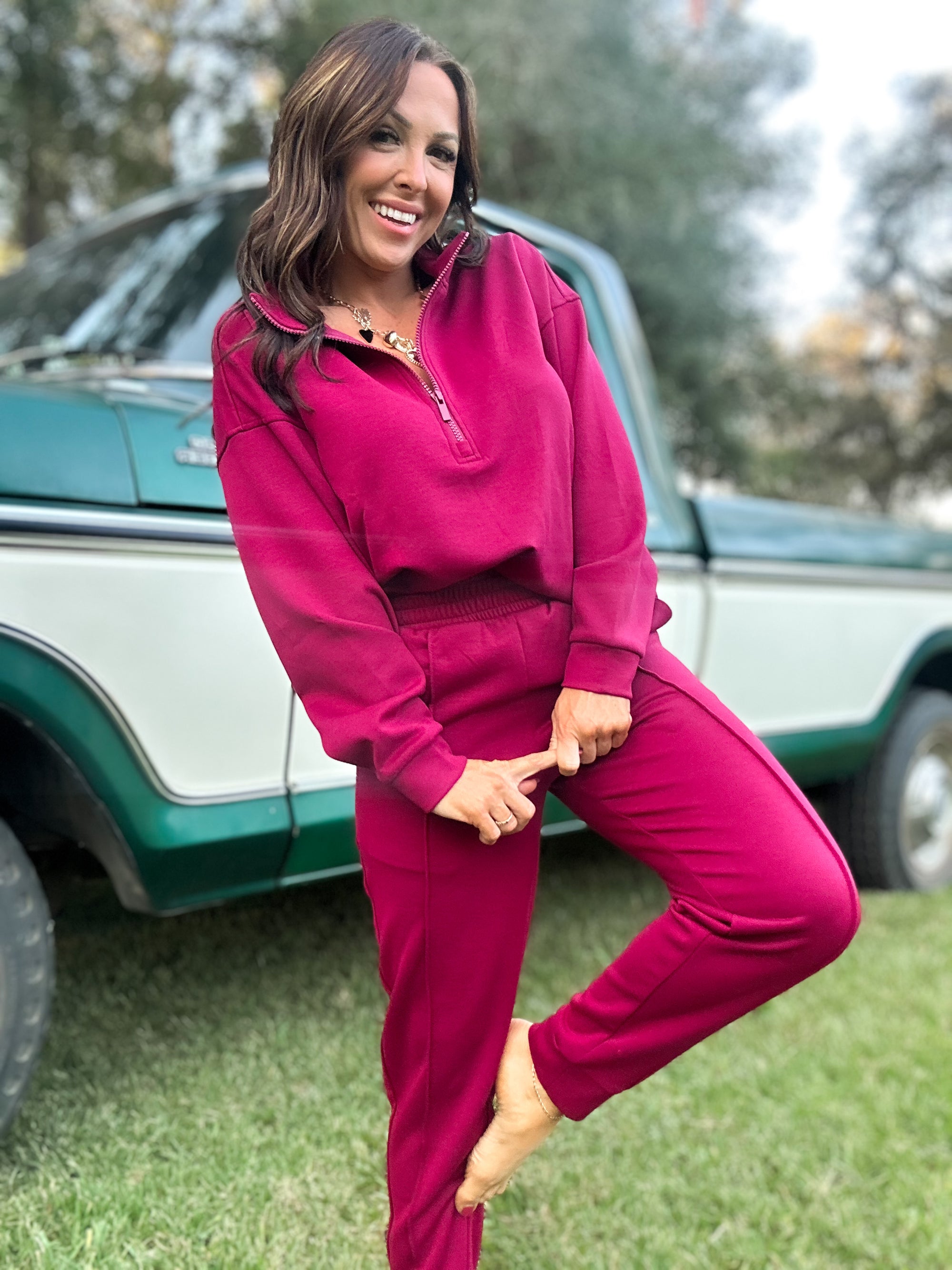 DOORBUSTER - Britt Half Zip Pullover - Cabernet