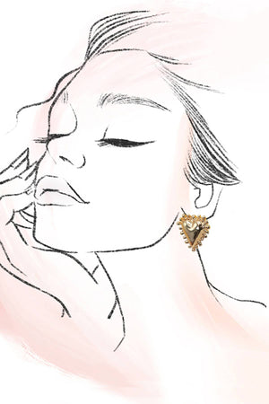 Spike Edge Gold Heart Earrings