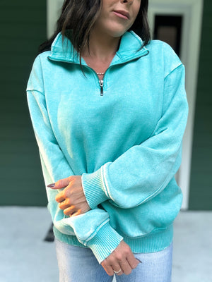 Hollis Acid Wash Fleece Half Zip Pullover