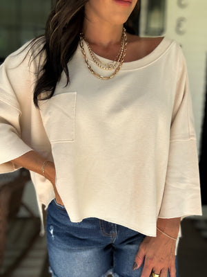 Mandi Mineral Washed Cropped Tee - Bone