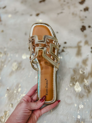 Georgia Flat Studded Sandals - Gold