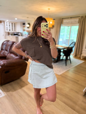 Kennedy Acid Washed Stripe Mini Skort