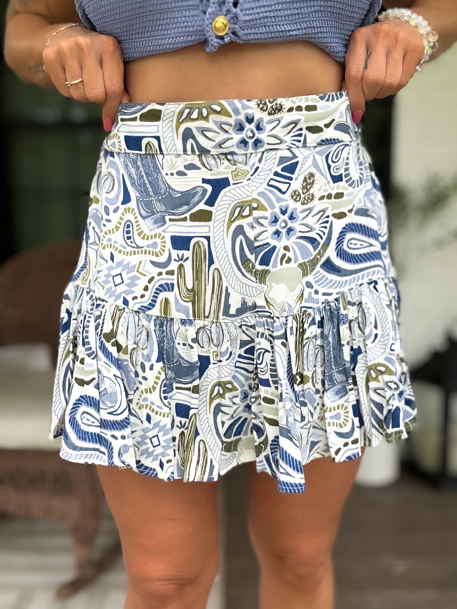 Scottie Western Print Flowy Shorts