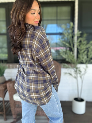 Can't Live Without You Flannel Top- Olive
