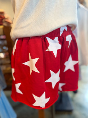 All American Girl French Terry Shorts - Red