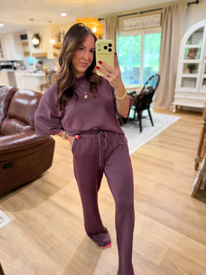 Callum Scuba Drawstring Pants - Plum