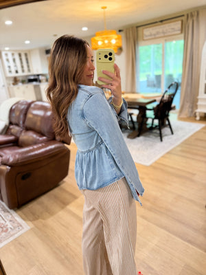 Lauren Denim Tie Front Blouse