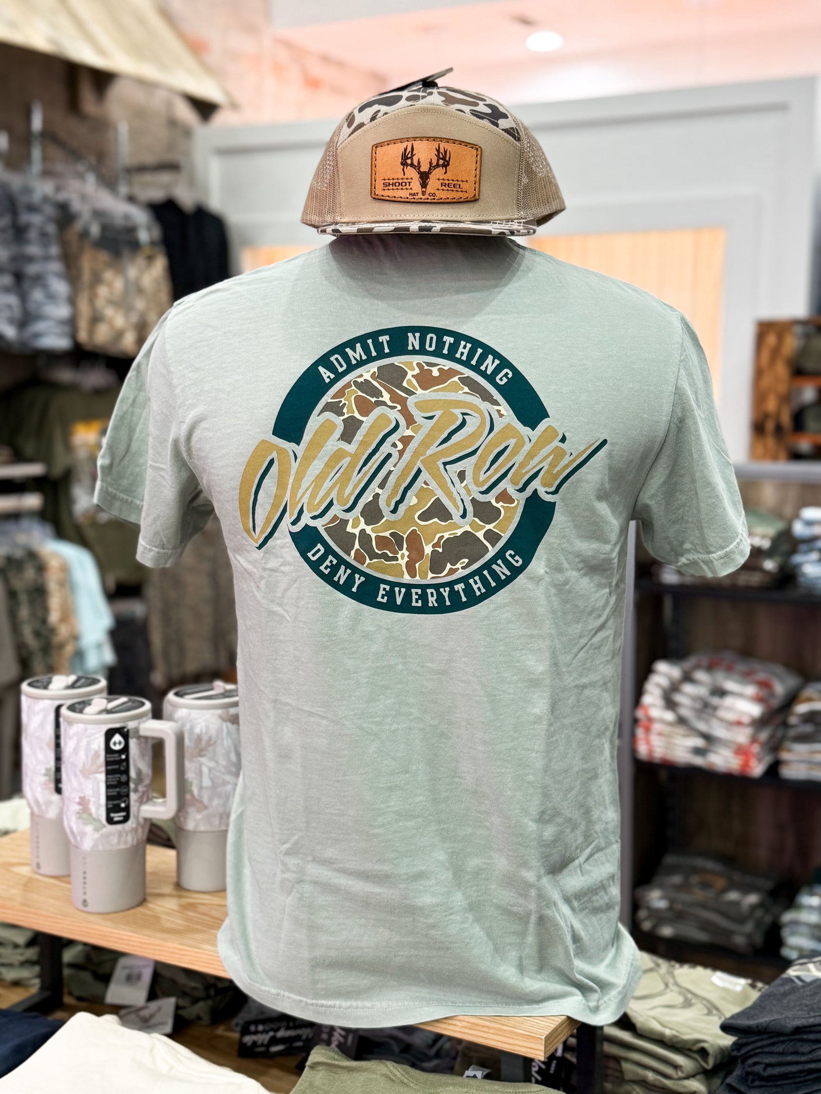 Old Row - 80s Camo Circle Pocket Tee - Light Green