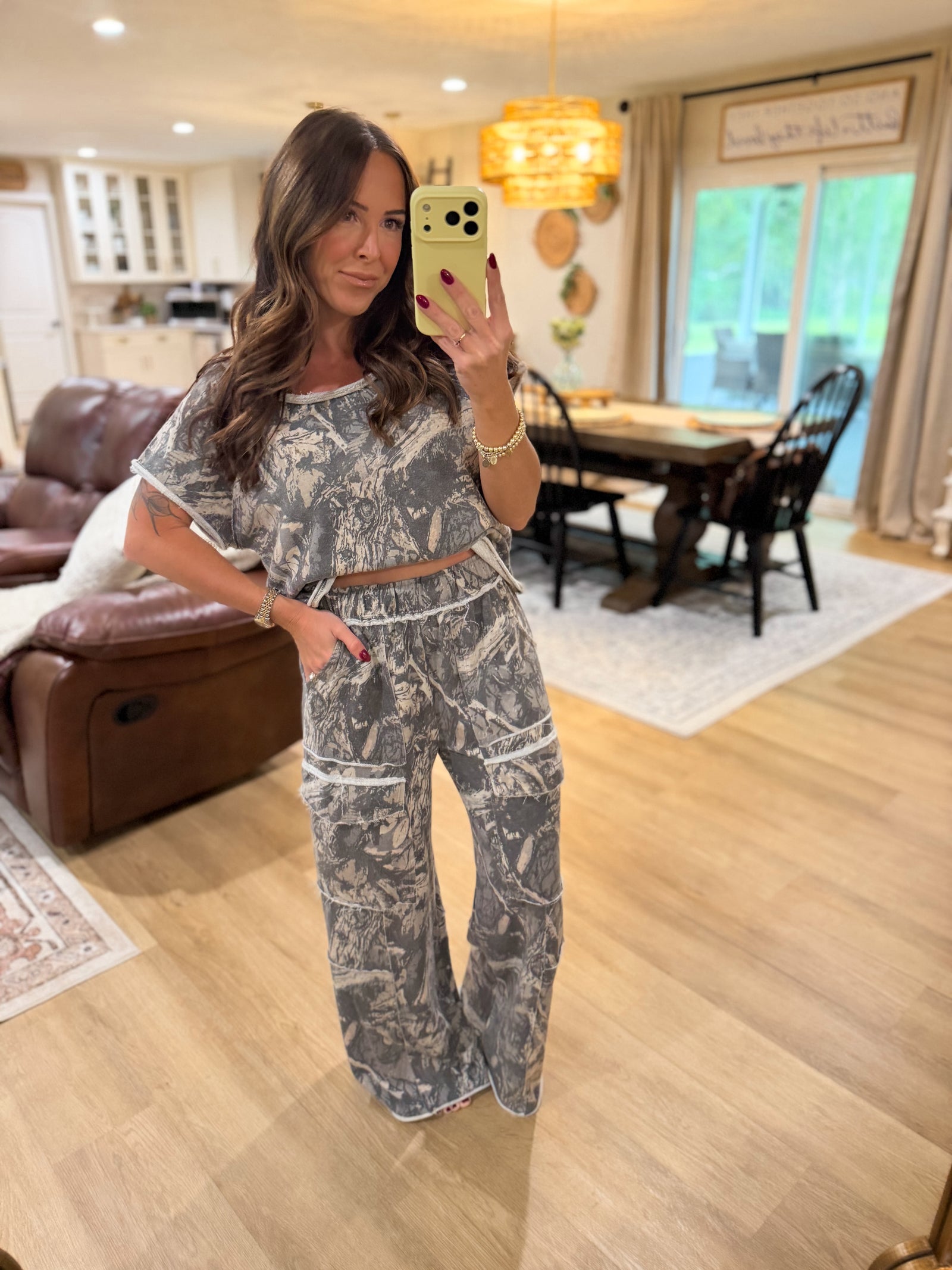 Jade Vintage Wash Camo Cargo's