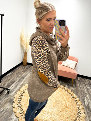 Bad Habits Leopard Cable Knit Hoodie