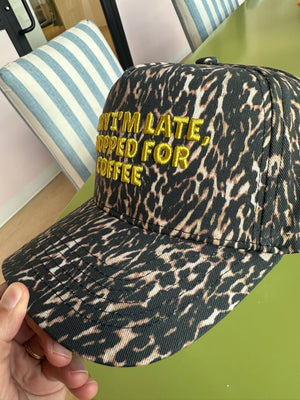 Sorry I'm Late, I Stopped for Coffee - Luxe Leopard Trucker Hat