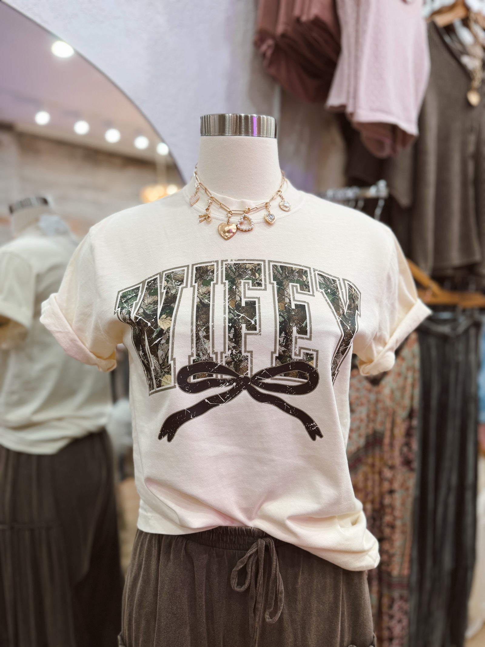 Camo Wifey Comfort Colors Tee - Ivory
