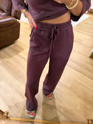 Callum Scuba Drawstring Pants - Plum