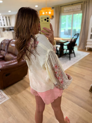 Ariel Balloon Sleeve Gauze Floral Placket Jacket