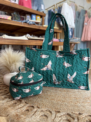 Mallory Ducks Icon Green Quilted Travel Case