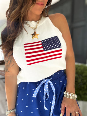 She's A Firecracker Halter Neck Sweater Top - Ivory