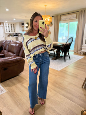 Angie Striped VNeck Sweater