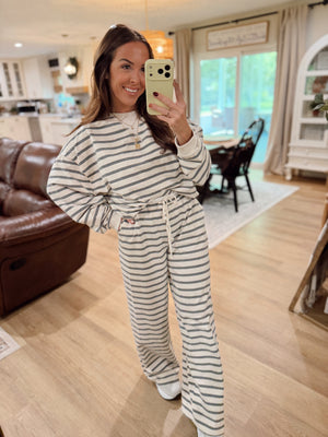 Banks Striped Double Layered Wide Leg Pants