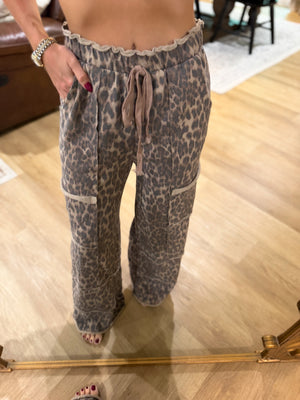 Carter Leopard Mineral Washed Wide Leg Pants