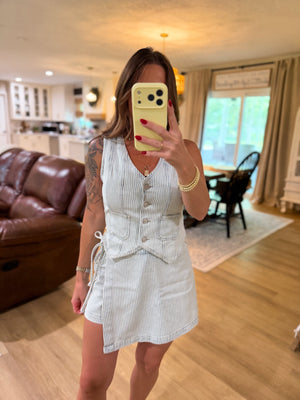 Kennedy Acid Washed Stripe Mini Skort