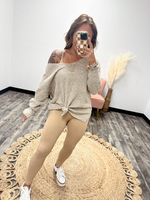 Let's Keep Going Oversized Knit Sweater - Taupe