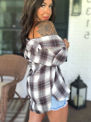 Dexter Plaid Button Down Top