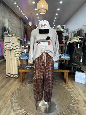 Piper Checkered Jogger Tie Hem Pants