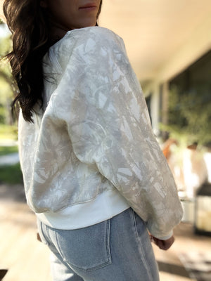 Audrina Off Shoulder Camo Sweater Top