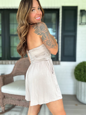 No Worries Strapless Romper - Biege