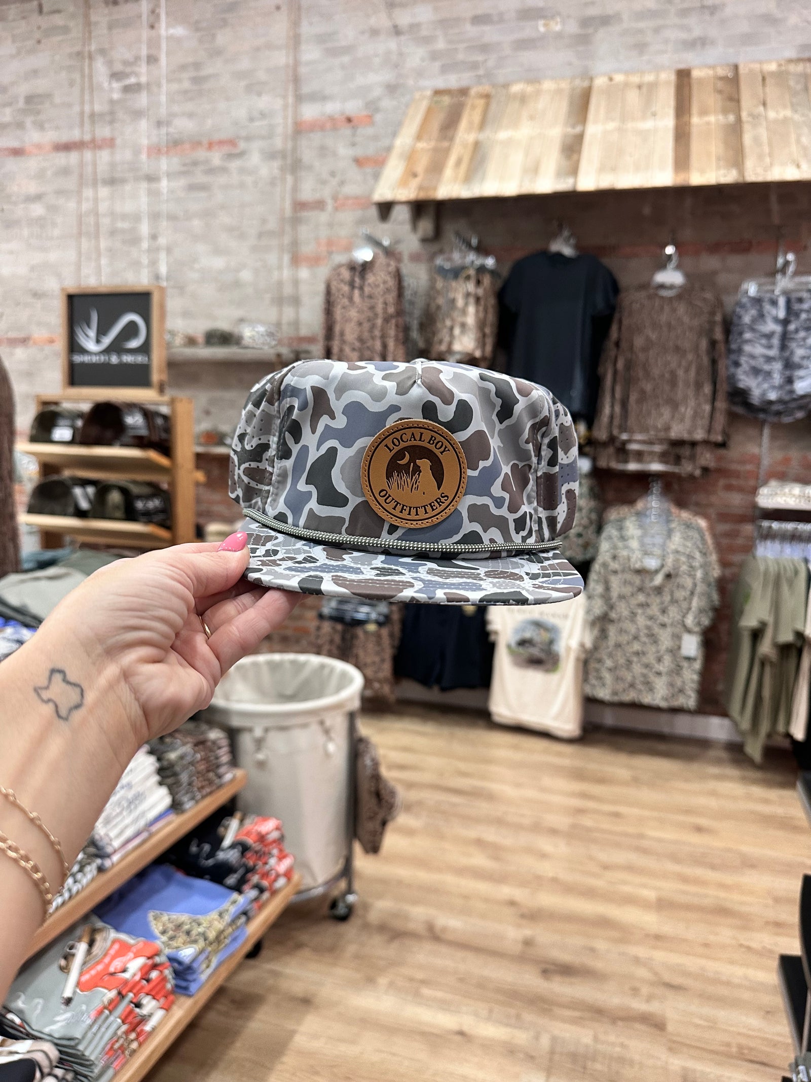 Local Boy Perforated Flat Brim Leather Patch Hat