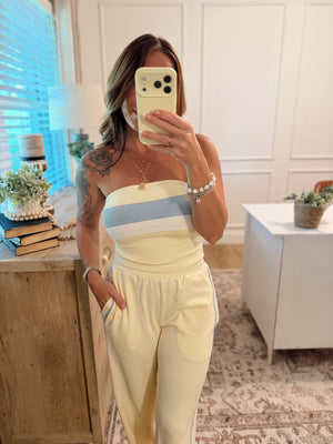 Ashlyn Contrast Piping Pants - Butter