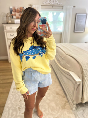 Take Me Fishing Sweater Top - Lemon
