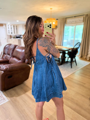 Camden Denim Flare Romper - Dark Denim