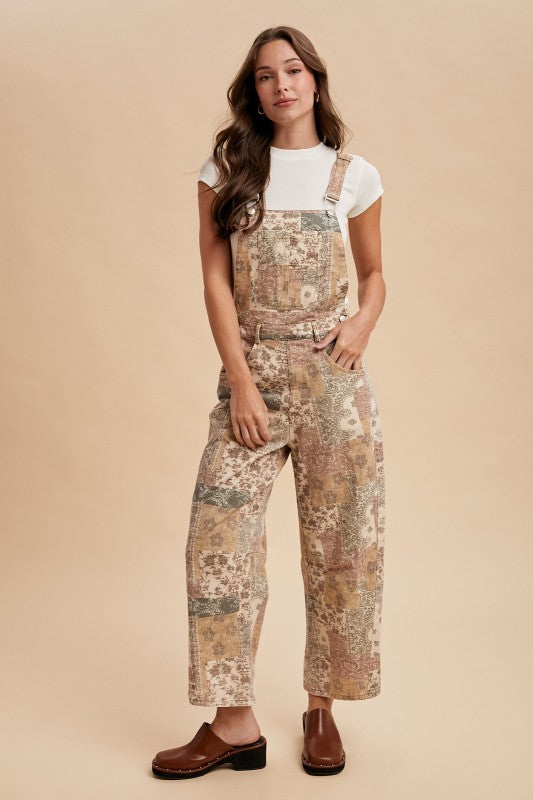 Vivian Vintage Floral Boho Denim Overalls