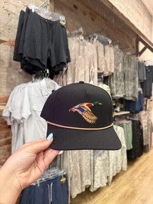 Mallard Black 6 Panel Rope Hat