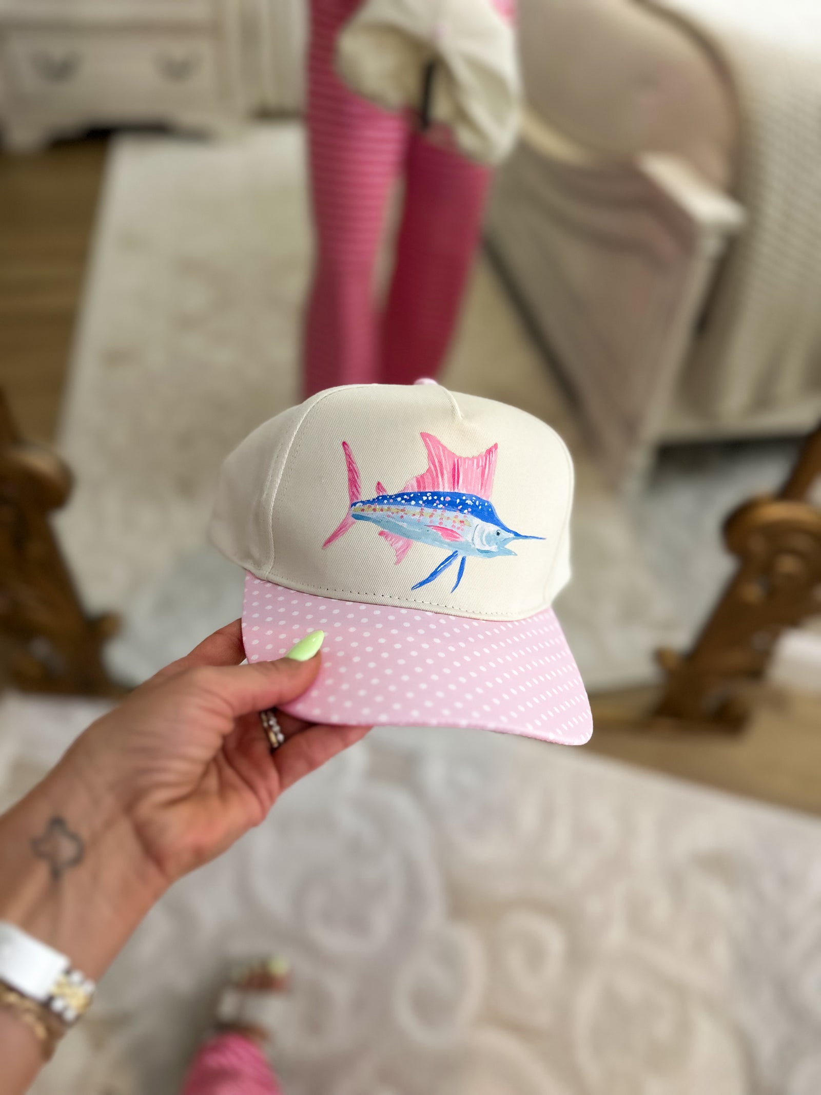 Sailfish Pink Polka Dot Trucker Hat