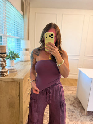 Nothing Compares Double Lined Strapless Top - Plum
