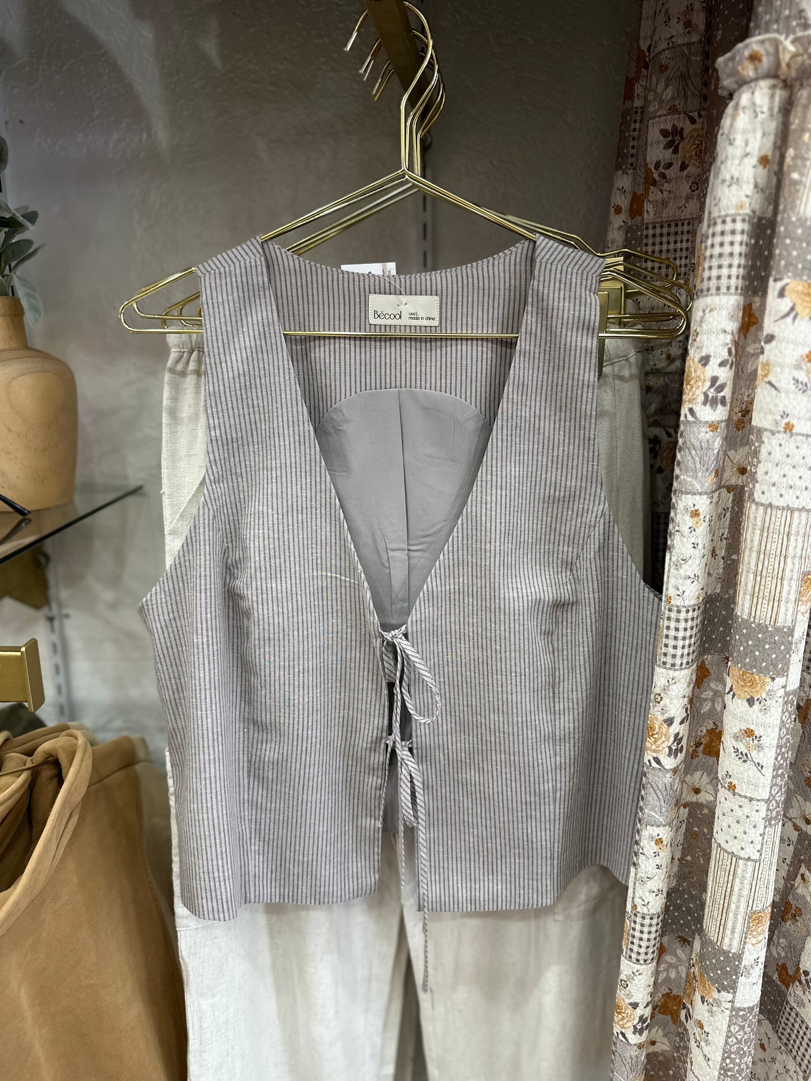 Flatter Me Pinstriped Vest Top