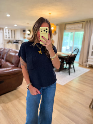 Kaycen Drop Shoulder Short Sleeve Sweater
