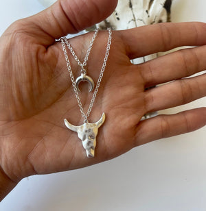 Hammered Layered Steer Necklace Gold & Silver