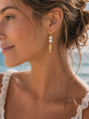 Coastal Pearl Fish Drop Earrings