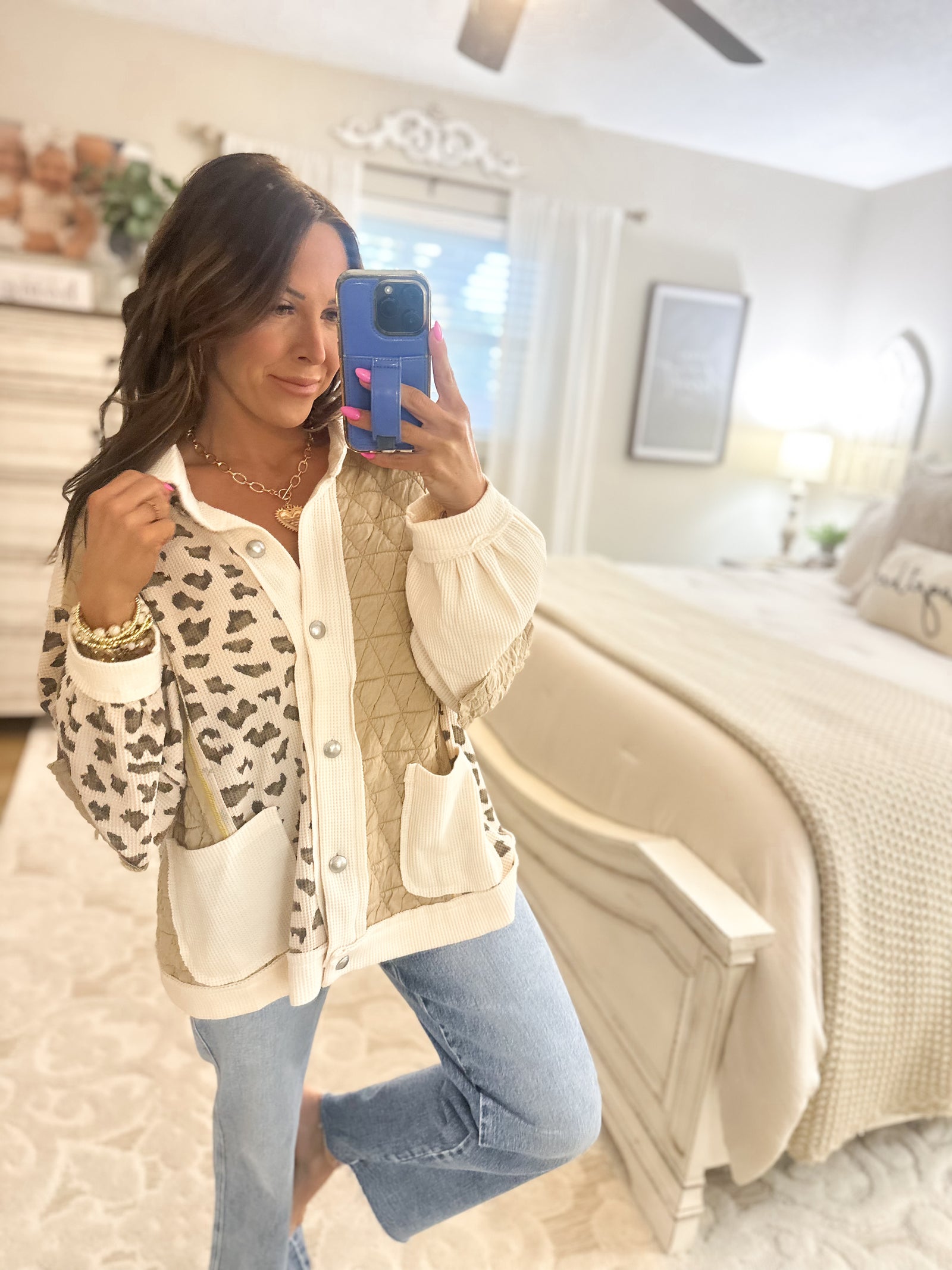 Skylar Floral Leopard Quilted Jacket